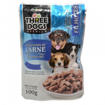 Three Dogs Sache Filhotes Pedaços de Carne ao Molho - 100 g Three Dogs Sache Filhotes Pedaços de Carne ao Molho - 100 g